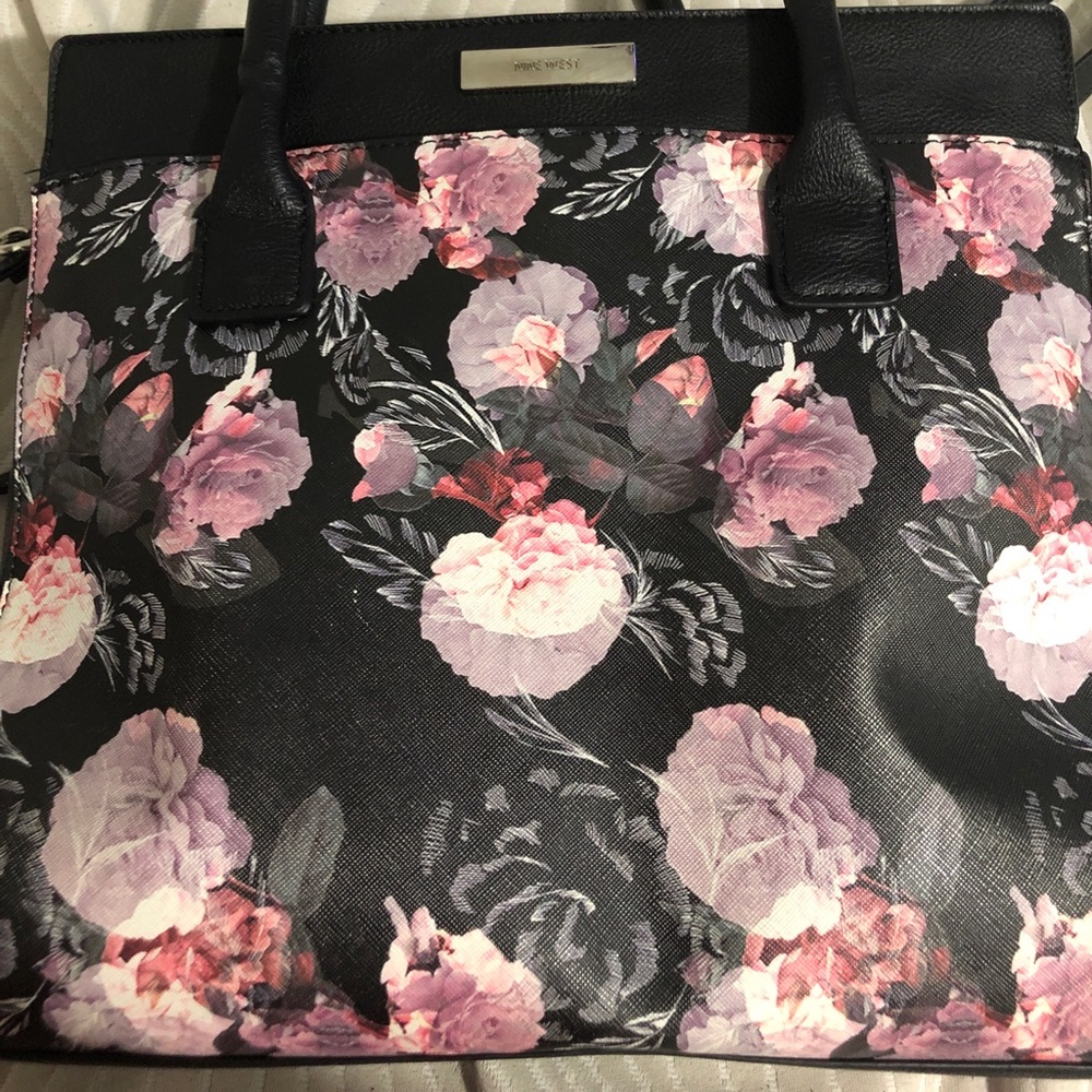 Pink and Black Floral Nine West Hand/Shoulder Bag